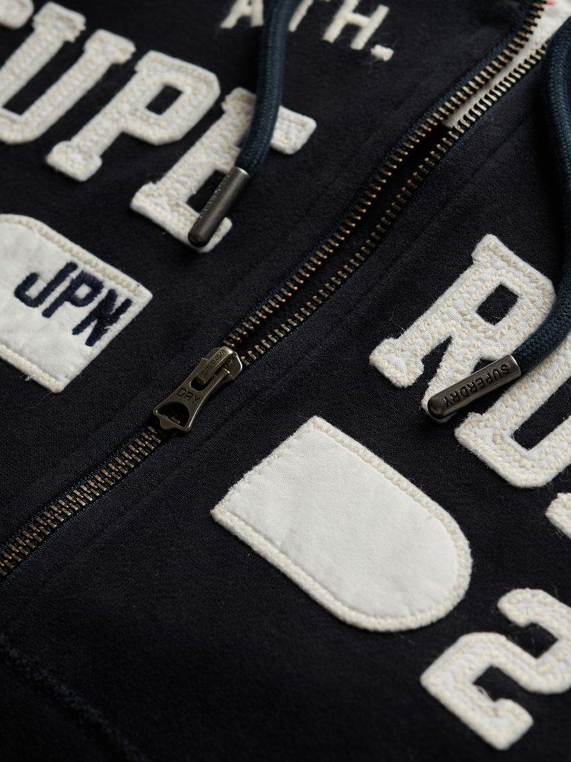 Product image 5 of 5, which shows Superdry Athletic Essentials Relaxed Cropped Zip Hoodie, Eclipse Navy, 8