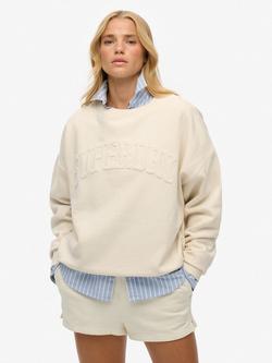 Superdry Cotton Oversized Sweatshirt, Desert Bone White