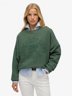 Superdry Cotton Oversized Sweatshirt, Laurel Khaki