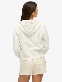 Superdry Athletic Essentials Tonal Cropped Zip Hoodie, Desert Bone White - view 2, Desert Bone White