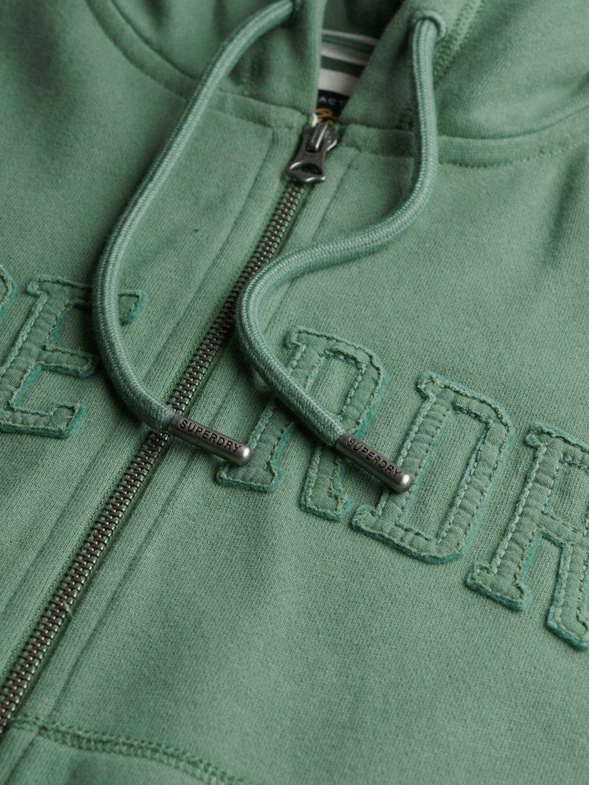 Product image 5 of 5, which shows Superdry Athletic Essentials Tonal Cropped Zip Hoodie, Laurel Khaki, 8