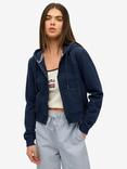 Superdry Athletic Essentials Tonal Cropped Zip Hoodie, Richest Navy