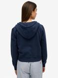 Superdry Athletic Essentials Tonal Cropped Zip Hoodie, Richest Navy