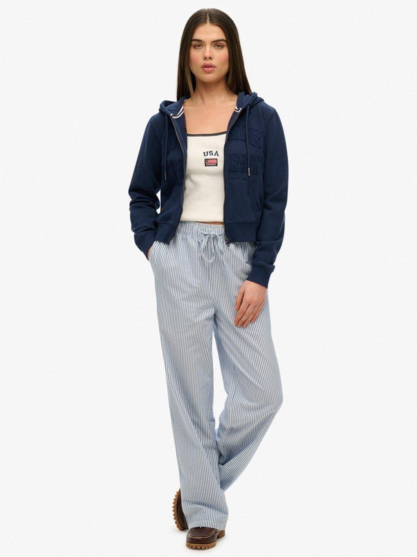 Product image 3 of 5, which shows Superdry Athletic Essentials Tonal Cropped Zip Hoodie, Richest Navy, 8