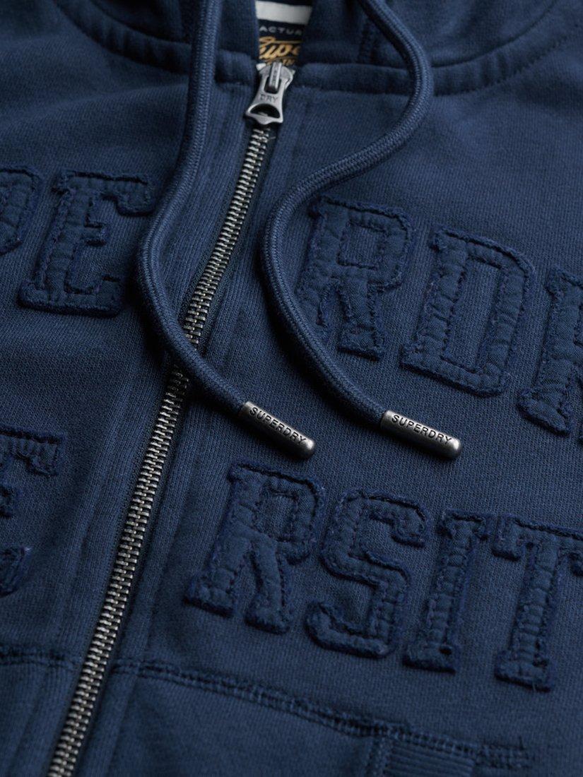 Product image 5 of 5, which shows Superdry Athletic Essentials Tonal Cropped Zip Hoodie, Richest Navy, 8