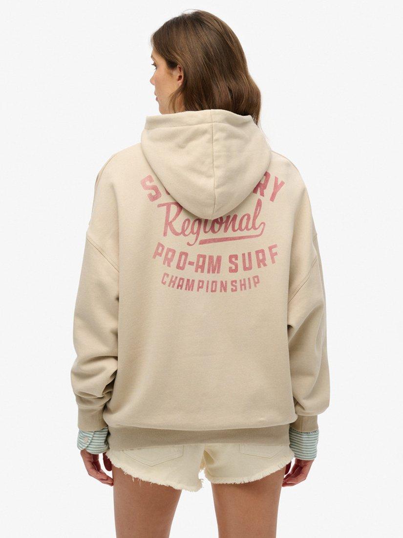 Product image 2 of 4, which shows Superdry Lo-fi Outdoor Oversized Hoodie, Off Grey, 8