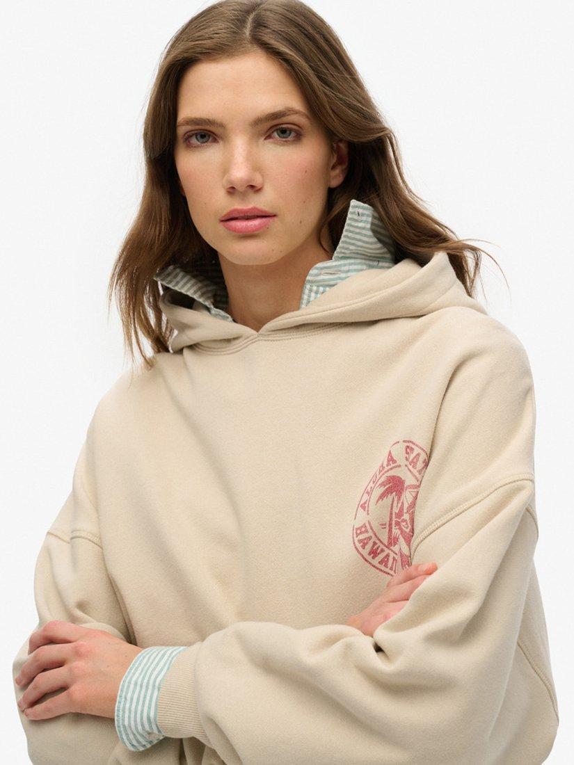Product image 4 of 4, which shows Superdry Lo-fi Outdoor Oversized Hoodie, Off Grey, 8