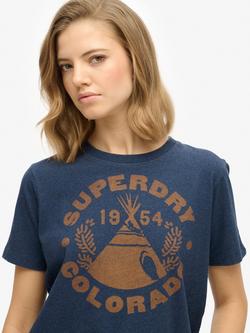 Superdry Lo-Fi Outdoor Relaxed T-Shirt, Rich Navy Marl, Rich Navy Marl