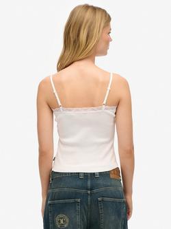 Superdry Essential Lace Trim Cami Top - view 2, Optic