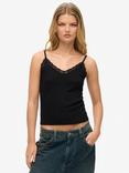 Superdry Essential Lace Trim Cami Top, Black
