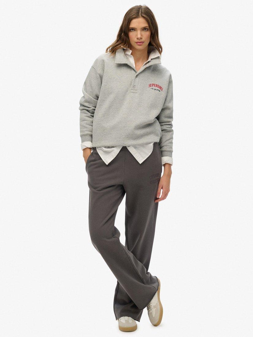 Product image 1 of 6, which shows Superdry Atheltic Tonal Embroidered Wide Leg Joggers, Richest Navy, 8