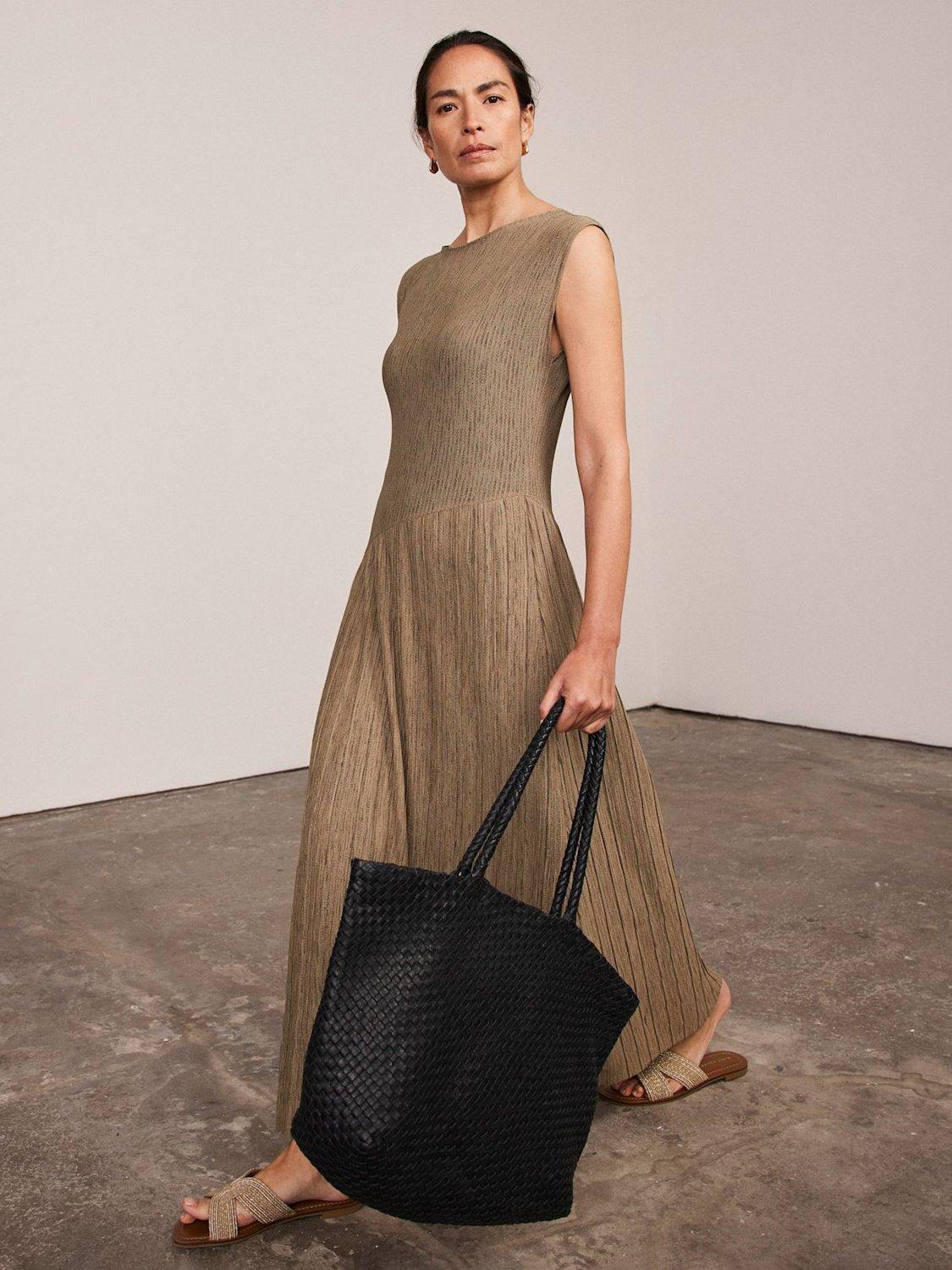 Product image 1 of 8, which shows Mint Velvet Jersey Asymmetric Dress, Green Khaki, L