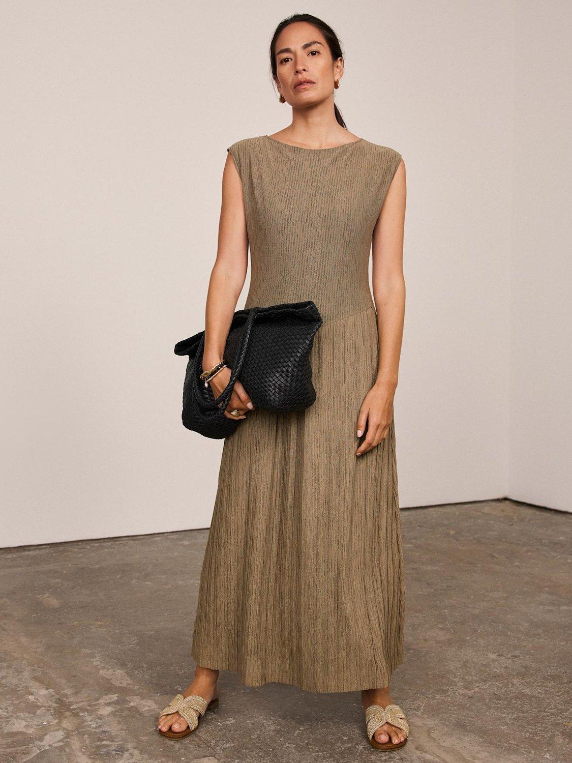 Product image 3 of 8, which shows Mint Velvet Jersey Asymmetric Dress, Green Khaki, L