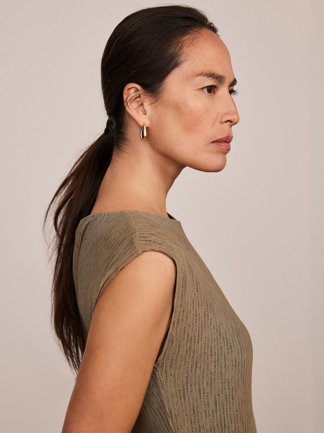 Product image 4 of 8, which shows Mint Velvet Jersey Asymmetric Dress, Green Khaki, L