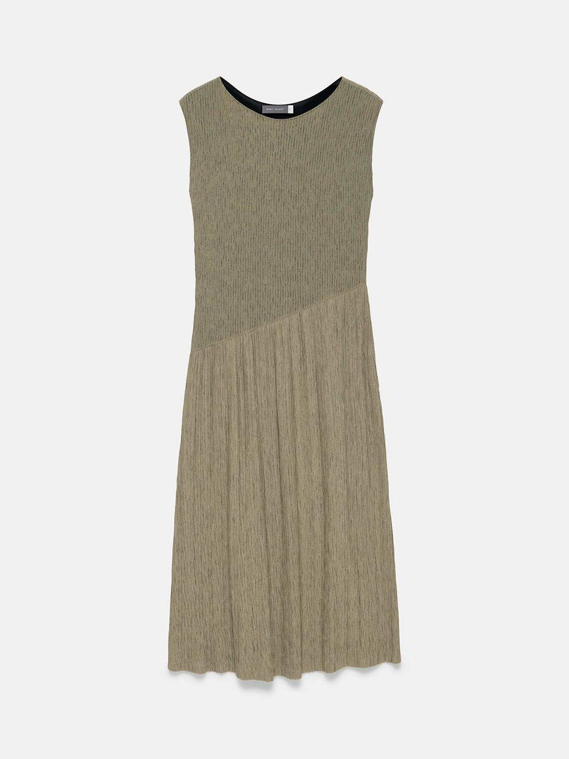 Product image 7 of 8, which shows Mint Velvet Jersey Asymmetric Dress, Green Khaki, L