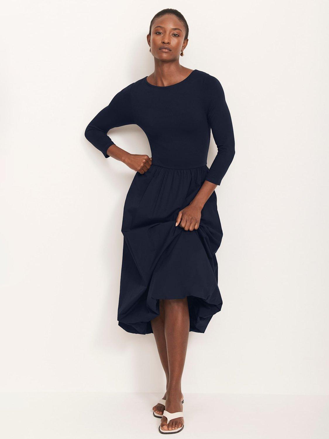 Product image 2 of 8, which shows Mint Velvet Bubble Hem Midi Dress, Blue Navy, L