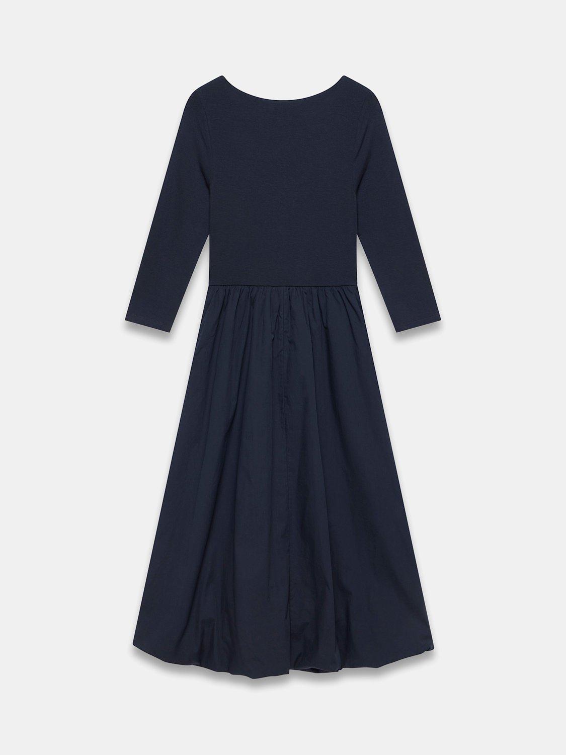 Product image 8 of 8, which shows Mint Velvet Bubble Hem Midi Dress, Blue Navy, L