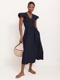 Mint Velvet V-Neck Jersey Midi Dress, Blue Navy