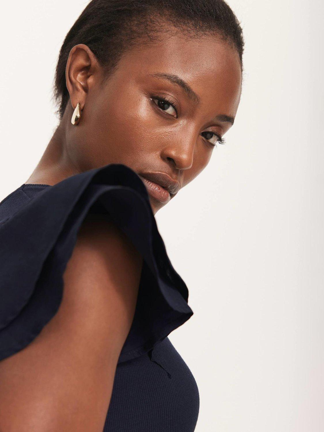 Product image 4 of 8, which shows Mint Velvet V-Neck Jersey Midi Dress, Blue Navy, L