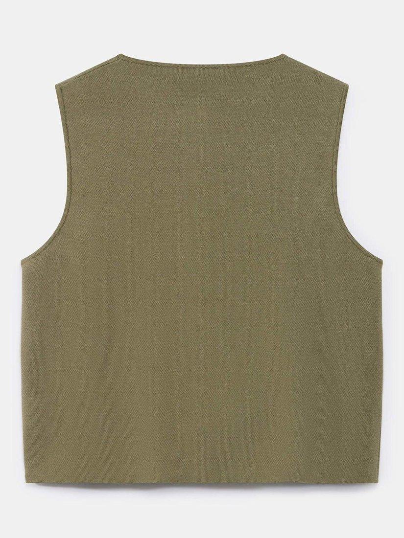 Product image 8 of 8, which shows Mint Velvet Minimalist Crew Neck Waistcoat, Khaki, L