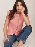 Mint Velvet Floral Button Knit Top, Pink