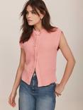 Mint Velvet Floral Button Knit Top, Pink
