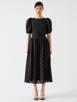 L.K.Bennett Esmerelda Embroidered Midi Dress, Black, Black