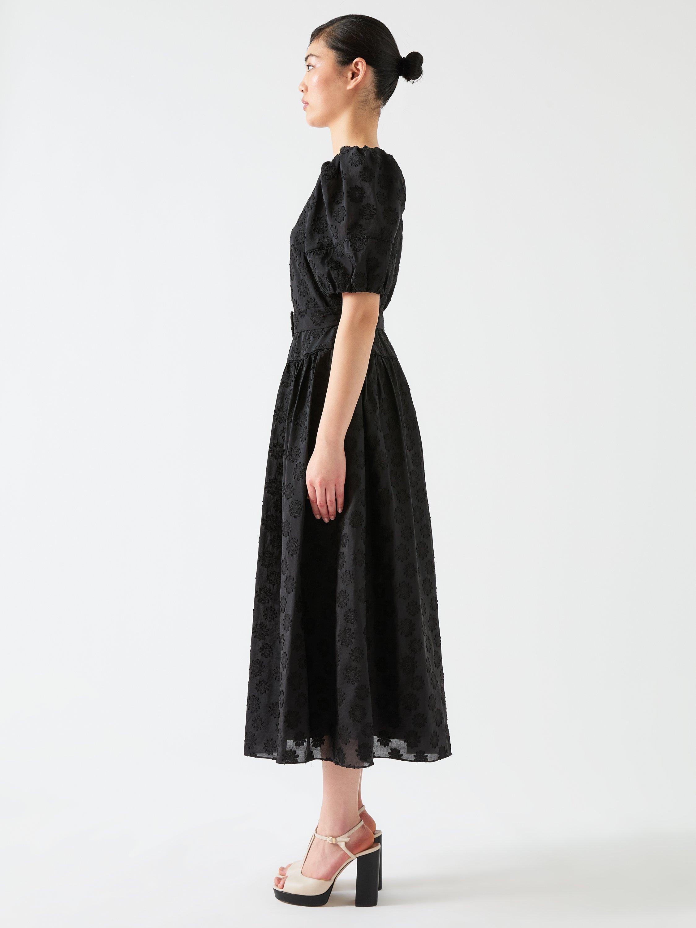 Product image 2 of 5, which shows L.K.Bennett Esmerelda Embroidered Midi Dress, Black, 6