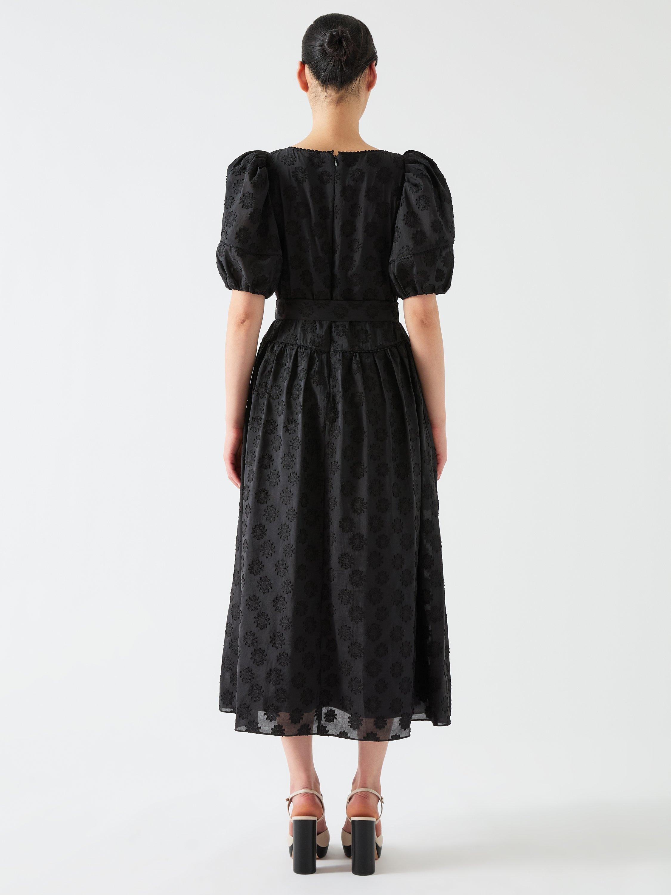 Product image 3 of 5, which shows L.K.Bennett Esmerelda Embroidered Midi Dress, Black, 6