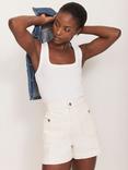 Mint Velvet Square Pocket Shorts, White