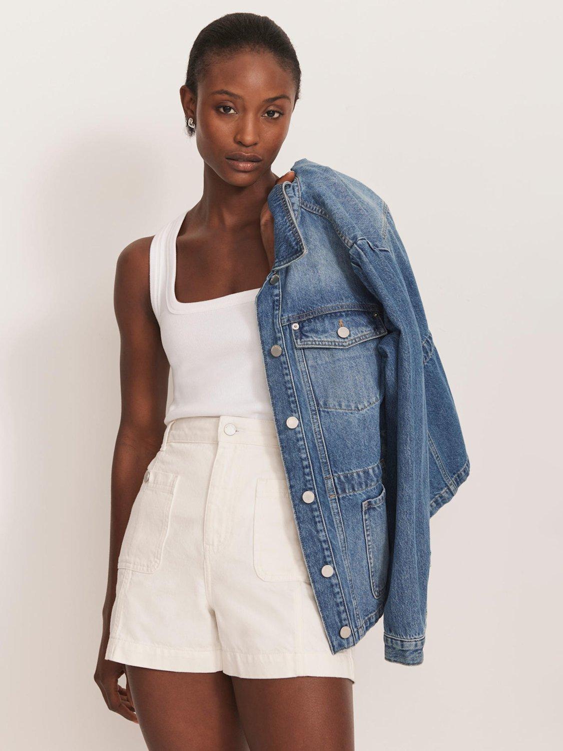 Product image 4 of 7, which shows Mint Velvet Square Pocket Shorts, White, 6