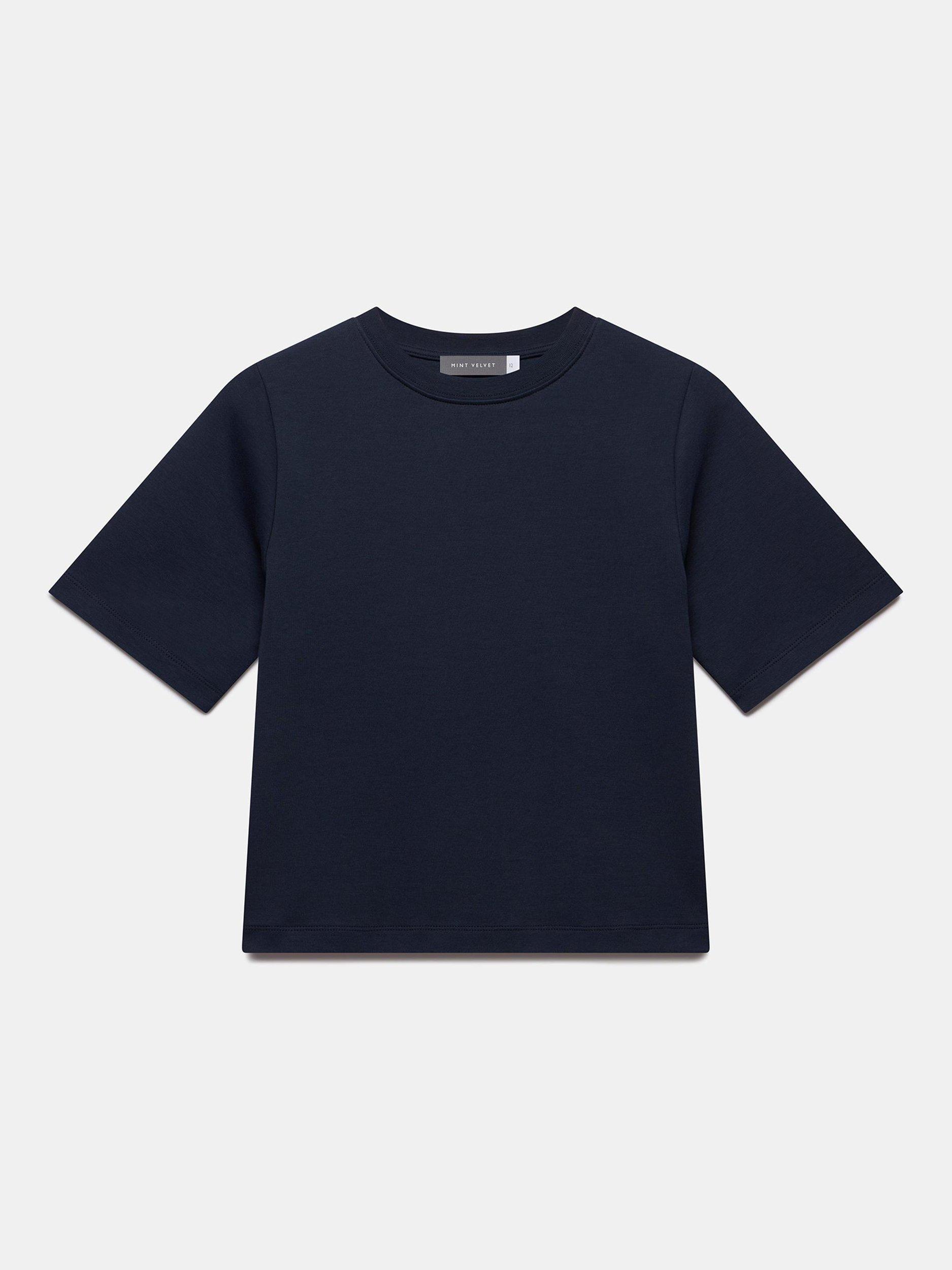 Product image 6 of 7, which shows Mint Velvet Ultimate Round Neck T-Shirt, Blue Navy, L