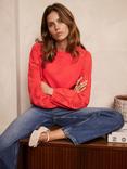 Mint Velvet Broderie Anglaise Sleeve Sweatshirt, Red
