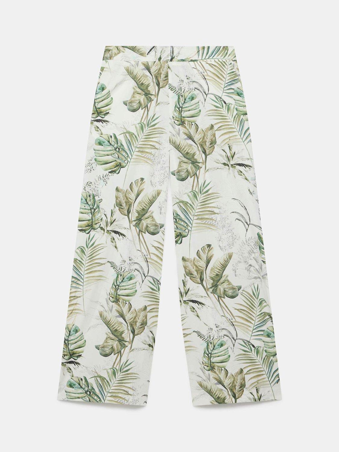 Product image 5 of 6, which shows Mint Velvet Palm Print Trousers, Green/Multi, L