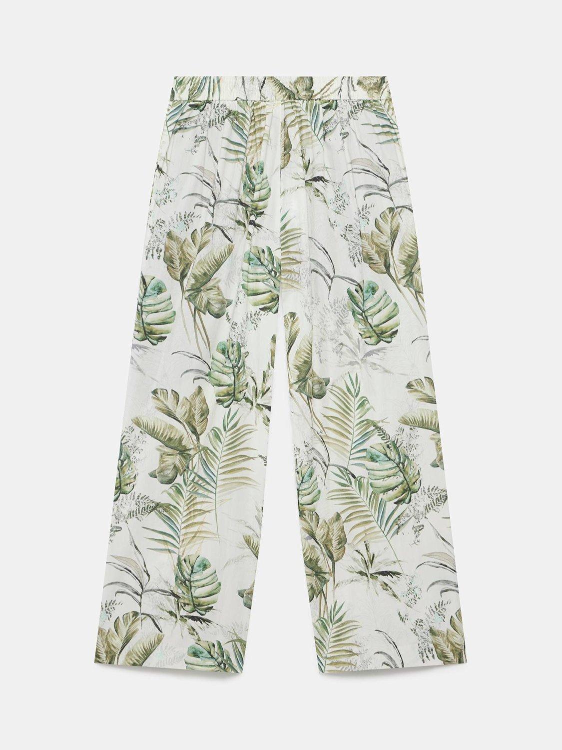 Product image 6 of 6, which shows Mint Velvet Palm Print Trousers, Green/Multi, L
