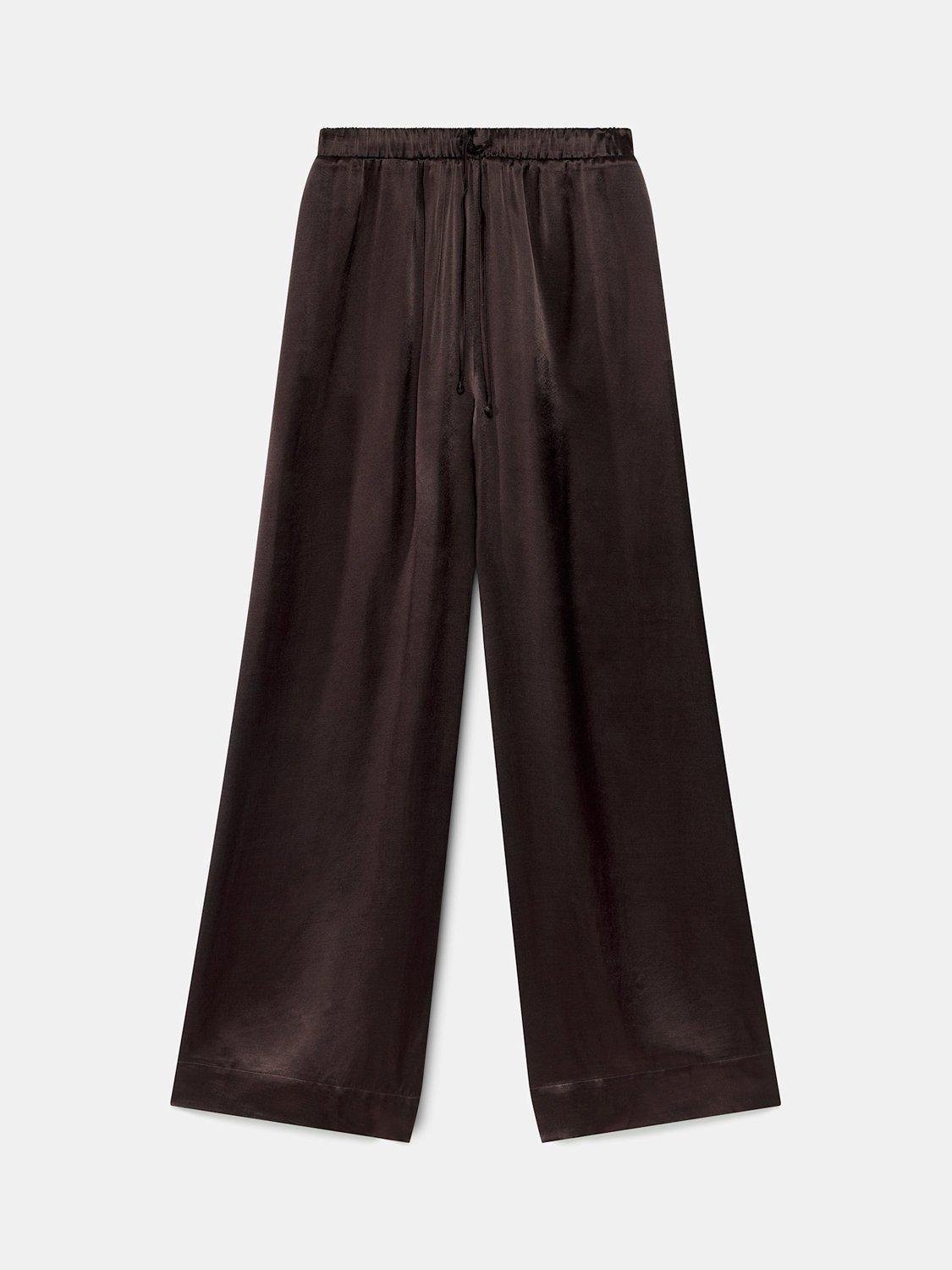 Product image 7 of 8, which shows Mint Velvet Satin Wide Leg Trousers, Brown, L