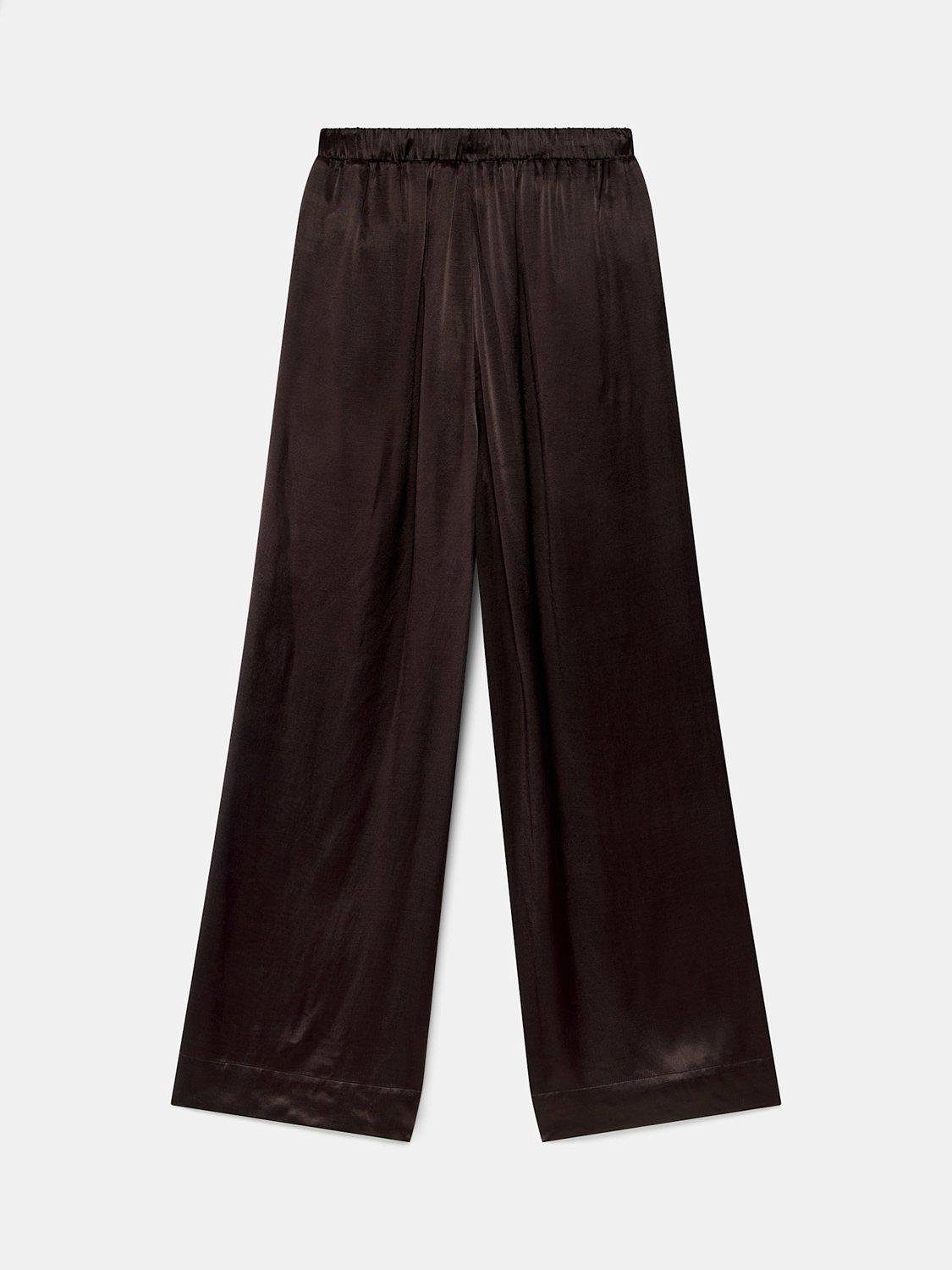 Product image 8 of 8, which shows Mint Velvet Satin Wide Leg Trousers, Brown, L