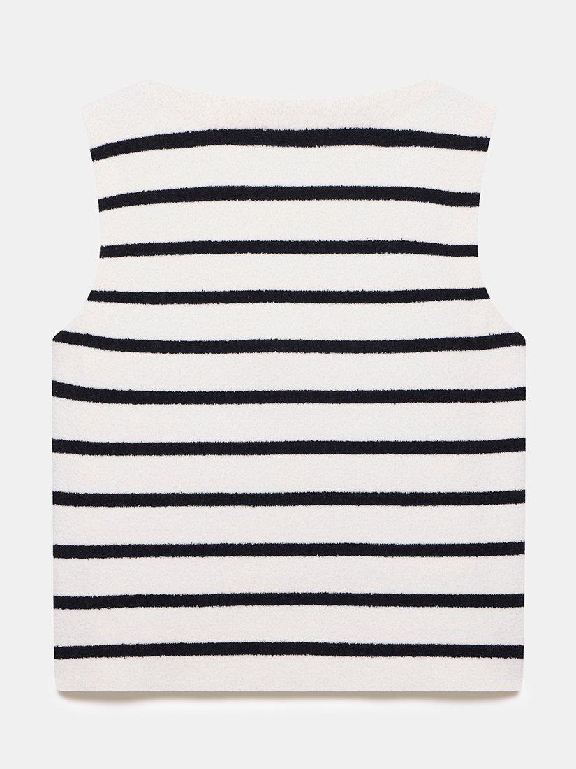 Product image 6 of 6, which shows Mint Velvet Stripe Knit Top, White Ivory, L