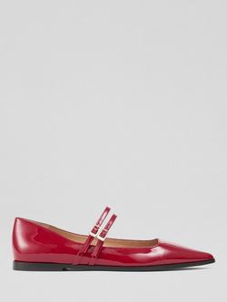 L.K.Bennett Lulu Patent Leather Multi Strap Ballerina Pumps, Red, Red