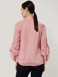 Jigsaw Frilled Satin Blouse, Pink