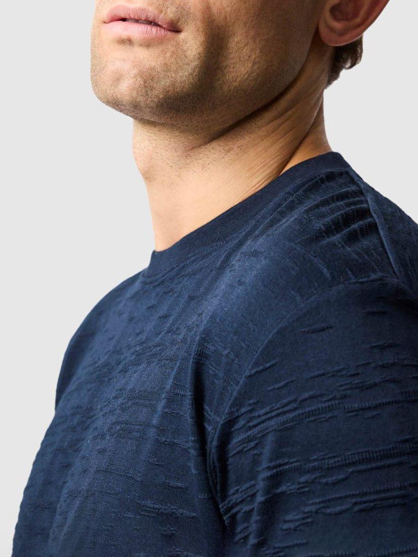 Product image 6 of 6, which shows Rodd & Gunn Leith Valley Cotton Slim Fit Abstract T-Shirt, Navy, XS