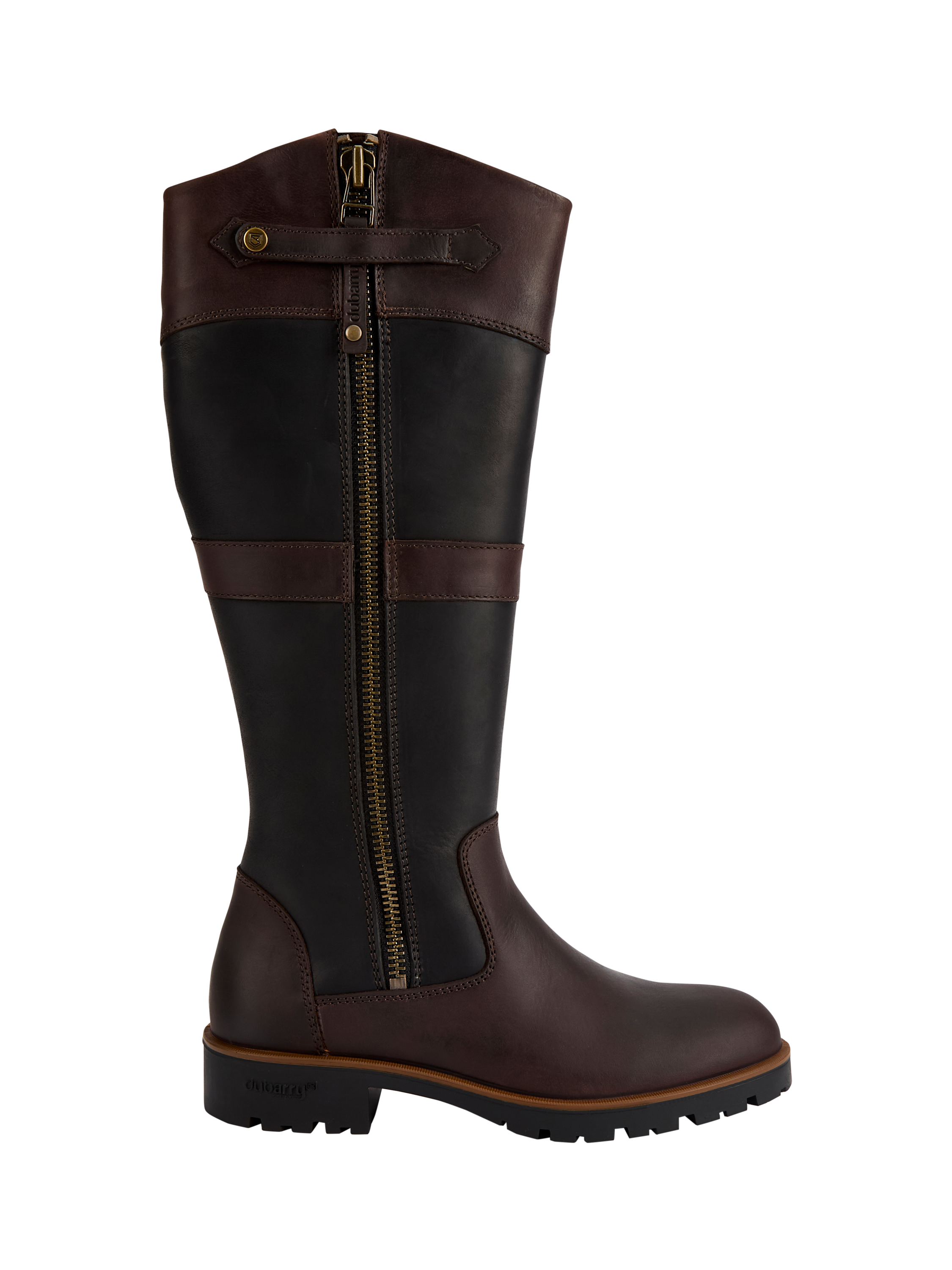 Product image 1 of 6, which shows Dubarry Roundstone Leather Knee High Boots, Black/Brown, 4