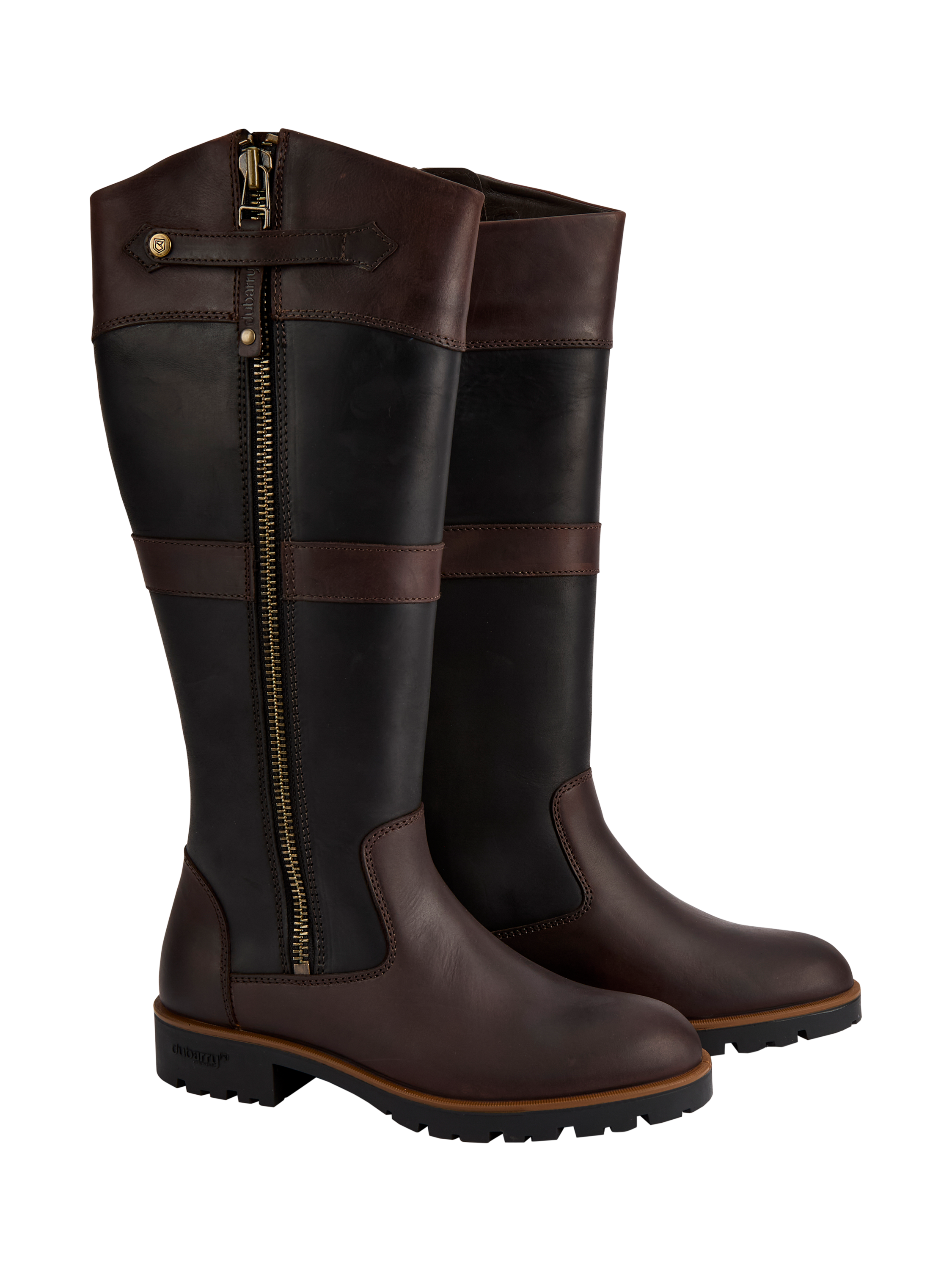 Product image 2 of 6, which shows Dubarry Roundstone Leather Knee High Boots, Black/Brown, 4