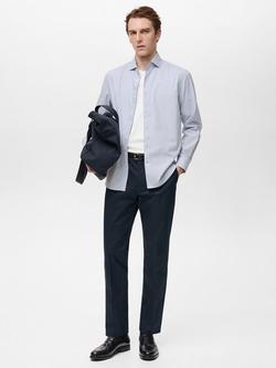 Mango Donosti Cotton Regular Fit Stripe Shirt - view 2, Blue/White