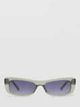 Mango Musie Women's Rectangular Sunglasses, Green