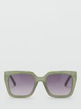 Mango Monique Women's Square Sunglasses, Green