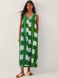 Monsoon Halia Check Jumpsuit, Green/White