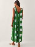 Monsoon Halia Check Jumpsuit, Green/White