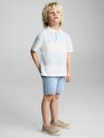 Mango Kids' Peter Stripe Polo Shirt, Pastel Blue