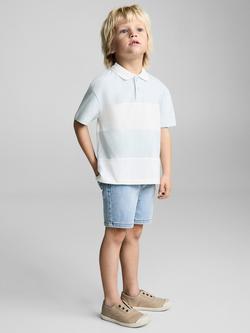 Mango Kids' Peter Stripe Polo Shirt, Pastel Blue - view 2, Pastel Blue